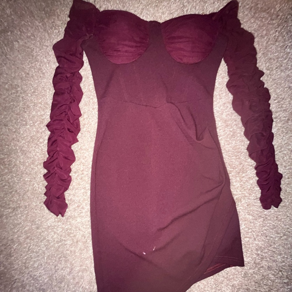 Burgundy shirt Long Sleeve dress